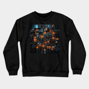 Cyber Circuit Cityscape Crewneck Sweatshirt